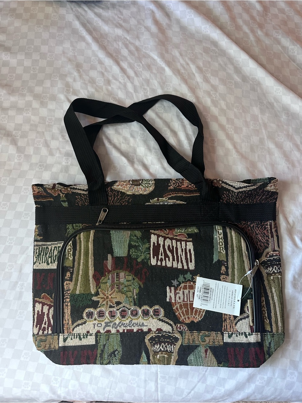 Vintage Bovano U.S.A. Co. Las Vegas Tapestry Tote Bag